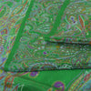 Sanskriti Vintage Sarees Indian Green Pure Silk Printed Sari 6yd Craft Sustainable Fabric