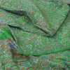Sanskriti Vintage Sarees Indian Green Pure Silk Printed Sari 6yd Craft Sustainable Fabric