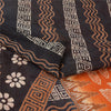 Sanskriti Vintage Sarees Indian Orange Pure Silk Printed Sari 5yd Craft Sustainable Fabric