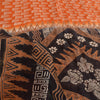 Sanskriti Vintage Sarees Indian Orange Pure Silk Printed Sari 5yd Craft Sustainable Fabric