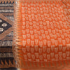 Sanskriti Vintage Sarees Indian Orange Pure Silk Printed Sari 5yd Craft Sustainable Fabric