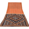 Sanskriti Vintage Sarees Indian Orange Pure Silk Printed Sari 5yd Craft Sustainable Fabric