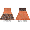 Sanskriti Vintage Sarees Indian Orange Pure Silk Printed Sari 5yd Craft Sustainable Fabric