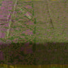 Sanskriti Vintage Sarees Green Zari Border Pure Silk Print Sari 6yd Craft Sustainable Fabric