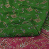 Sanskriti Vintage Sarees Green/Pink 100% Pure Silk Printed Sari 5yd Craft Sustainable Fabric