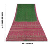 Sanskriti Vintage Sarees Green/Pink 100% Pure Silk Printed Sari 5yd Craft Sustainable Fabric