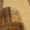 Sanskriti Vintage Sarees Beige Indian Pure Silk Printed Sari 5yd Craft Sustainable Fabric