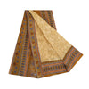 Sanskriti Vintage Sarees Beige Indian Pure Silk Printed Sari 5yd Craft Sustainable Fabric