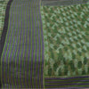 Sanskriti Vintage Sarees Green Indian Pure Silk Printed Sari 5yd Craft Sustainable Fabric