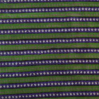 Sanskriti Vintage Sarees Green Indian Pure Silk Printed Sari 5yd Craft Sustainable Fabric