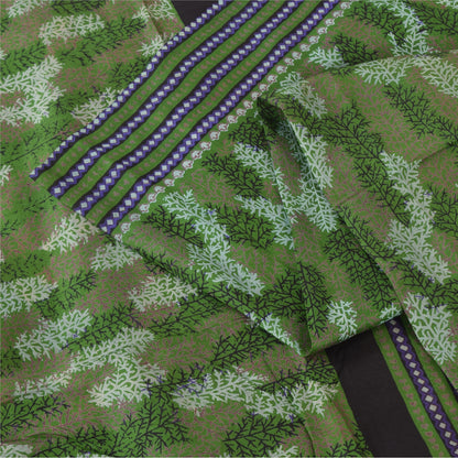 Sanskriti Vintage Sarees Green Indian Pure Silk Printed Sari 5yd Craft Sustainable Fabric