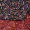 Sanskriti Vintage Sarees Indian Black/Red Pure Silk Print Sari 6yd Craft Sustainable Fabric