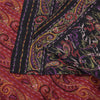 Sanskriti Vintage Sarees Indian Black/Red Pure Silk Print Sari 6yd Craft Sustainable Fabric