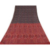 Sanskriti Vintage Sarees Indian Black/Red Pure Silk Print Sari 6yd Craft Sustainable Fabric