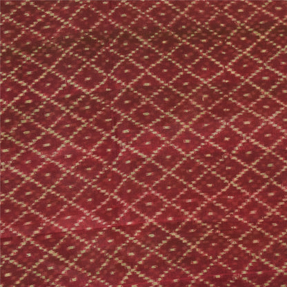 Sanskriti Vintage Sarees Green/Red 100% Pure Silk Printed Sari 6yd Craft Sustainable Fabric