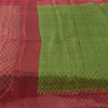 Sanskriti Vintage Sarees Green/Red 100% Pure Silk Printed Sari 6yd Craft Sustainable Fabric