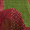 Sanskriti Vintage Sarees Green/Red 100% Pure Silk Printed Sari 6yd Craft Sustainable Fabric