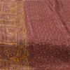 Sanskriti Vintage Sarees Indian Dark Red Pure Silk Printed Sari 5yd Craft Sustainable Fabric