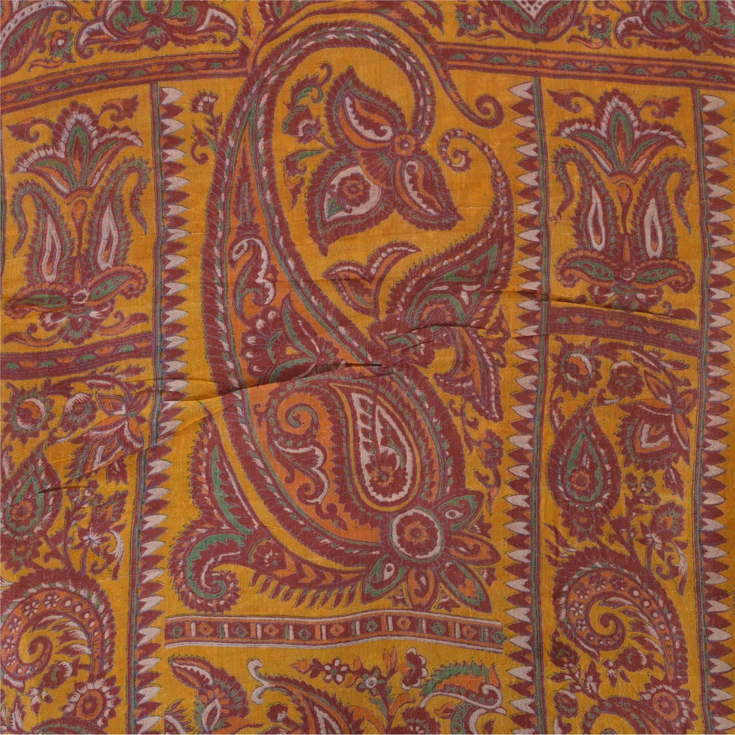 Sanskriti Vintage Sarees Indian Dark Red Pure Silk Printed Sari 5yd Craft Sustainable Fabric