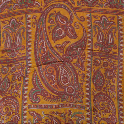 Sanskriti Vintage Sarees Indian Dark Red Pure Silk Printed Sari 5yd Craft Sustainable Fabric