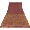Sanskriti Vintage Sarees Indian Dark Red Pure Silk Printed Sari 5yd Craft Sustainable Fabric