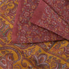 Sanskriti Vintage Sarees Indian Dark Red Pure Silk Printed Sari 5yd Craft Sustainable Fabric