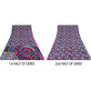 Sanskriti Vintage Sarees Blue/Pink 100% Pure Silk Printed Sari 5yd Craft Sustainable Fabric