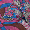 Sanskriti Vintage Sarees Blue/Pink 100% Pure Silk Printed Sari 5yd Craft Sustainable Fabric