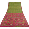 Sanskriti Vintage Sarees Green Human Animal Printed Pure Silk Sari 5yd Sustainable Fabric