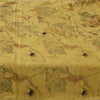 Sanskriti Vintage Sarees Mustard Indian Pure Silk Printed Sari 6yd Craft Sustainable Fabric
