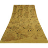 Sanskriti Vintage Sarees Mustard Indian Pure Silk Printed Sari 6yd Craft Sustainable Fabric