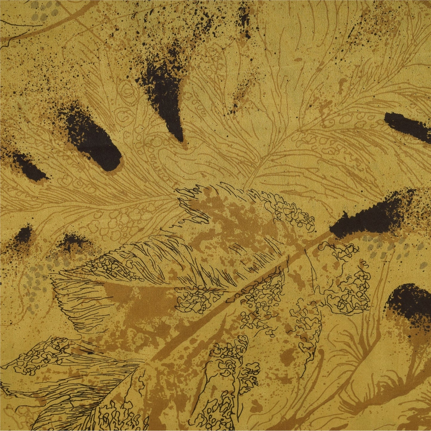 Sanskriti Vintage Sarees Mustard Indian Pure Silk Printed Sari 6yd Craft Sustainable Fabric