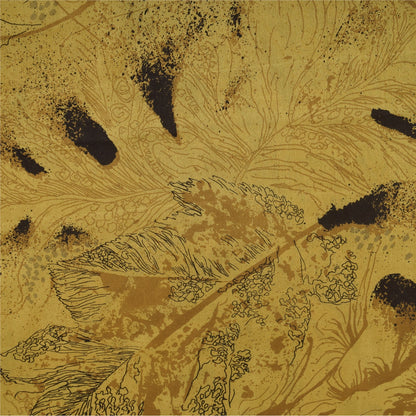 Sanskriti Vintage Sarees Mustard Indian Pure Silk Printed Sari 6yd Craft Sustainable Fabric