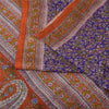 Sanskriti Vintage Sarees Purple/Orange Pure Silk Printed Sari 6yd Craft Sustainable Fabric
