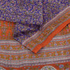 Sanskriti Vintage Sarees Purple/Orange Pure Silk Printed Sari 6yd Craft Sustainable Fabric
