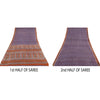 Sanskriti Vintage Sarees Purple/Orange Pure Silk Printed Sari 6yd Craft Sustainable Fabric