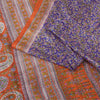 Sanskriti Vintage Sarees Purple/Orange Pure Silk Printed Sari 6yd Craft Sustainable Fabric