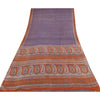 Sanskriti Vintage Sarees Purple/Orange Pure Silk Printed Sari 6yd Craft Sustainable Fabric