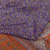 Sanskriti Vintage Sarees Purple/Orange Pure Silk Printed Sari 6yd Craft Sustainable Fabric