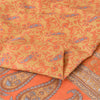 Sanskriti Vintage Sarees Orange Indian Pure Silk Printed Sari 5yd Craft Sustainable Fabric