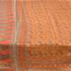 Sanskriti Vintage Sarees Orange Indian Pure Silk Printed Sari 5yd Craft Sustainable Fabric