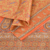 Sanskriti Vintage Sarees Orange Indian Pure Silk Printed Sari 5yd Craft Sustainable Fabric