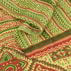 Sanskriti Vintage Sarees Green/Red 100% Pure Silk Printed Sari 5yd Craft Sustainable Fabric