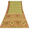 Sanskriti Vintage Sarees Green/Red 100% Pure Silk Printed Sari 5yd Craft Sustainable Fabric