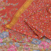 Sanskriti Vintage Sarees Red Zari Border Pure Silk Printed Sari 6yd Craft Sustainable Fabric