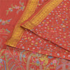 Sanskriti Vintage Sarees Red Zari Border Pure Silk Printed Sari 6yd Craft Sustainable Fabric