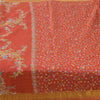 Sanskriti Vintage Sarees Red Zari Border Pure Silk Printed Sari 6yd Craft Sustainable Fabric