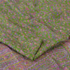 Sanskriti Vintage Sarees Green/Purple Pure Silk Printed Sari 5yd Craft Sustainable Fabric