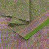 Sanskriti Vintage Sarees Green/Purple Pure Silk Printed Sari 5yd Craft Sustainable Fabric