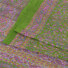 Sanskriti Vintage Sarees Green/Purple Pure Silk Printed Sari 5yd Craft Sustainable Fabric
